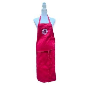 BARISTA EMBROIDERED LOGO APRON SIDE POCKET RED OS